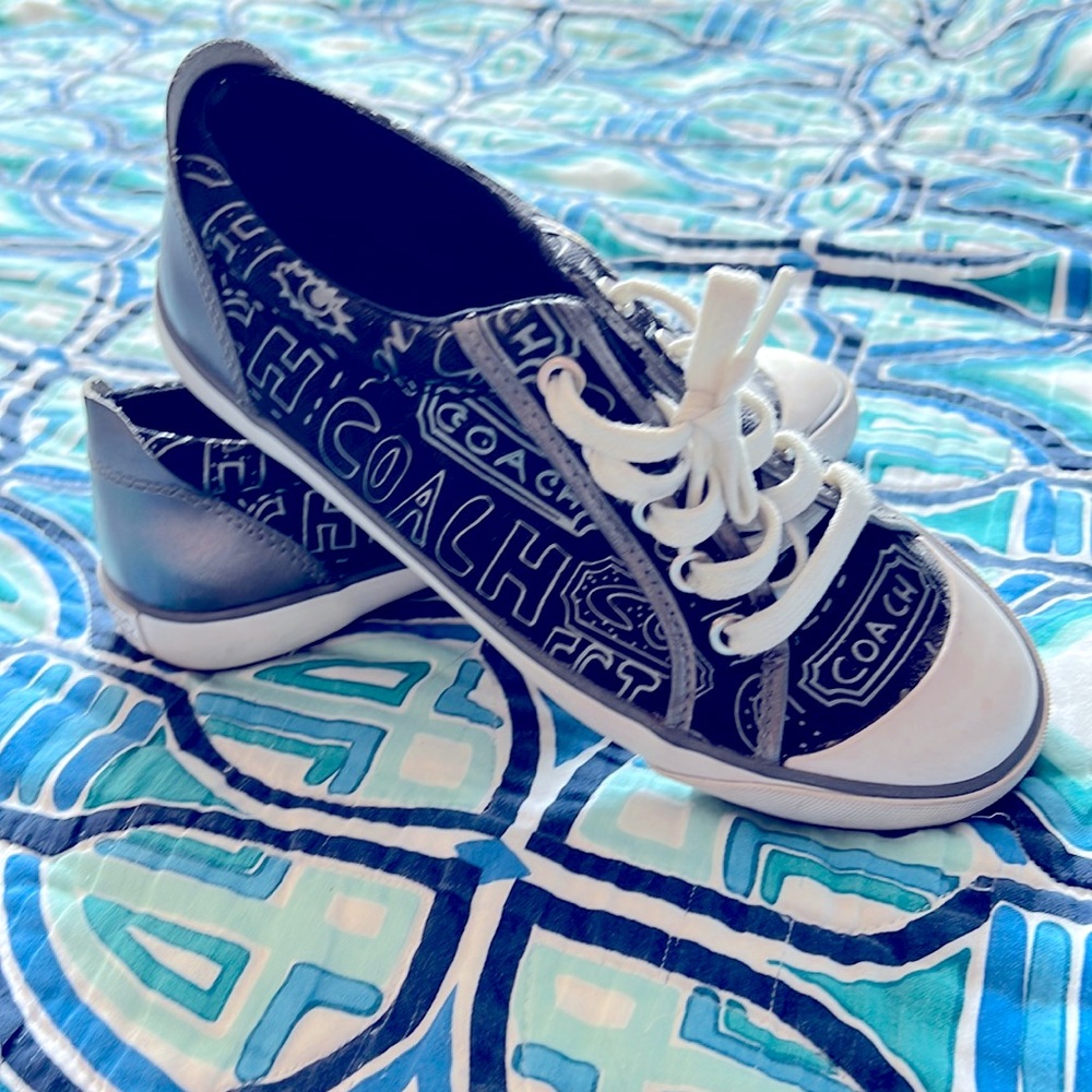 Black and silver coach sneakers